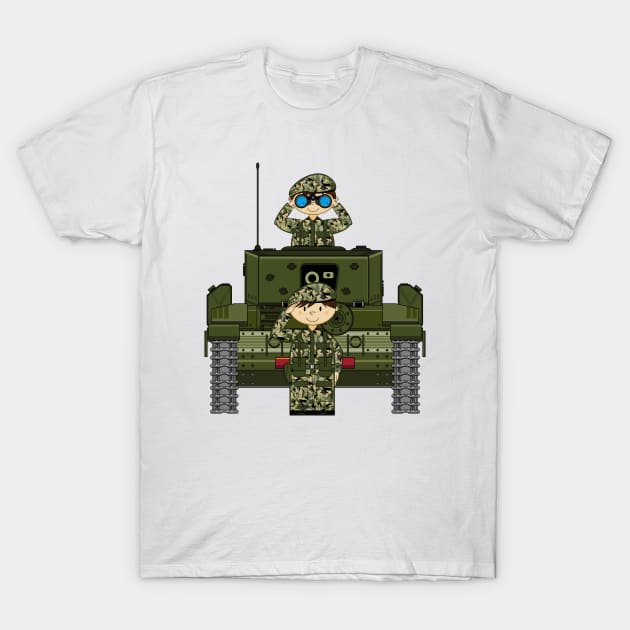 Cute Cartoon Army Soldier in Tank T-Shirt by markmurphycreative